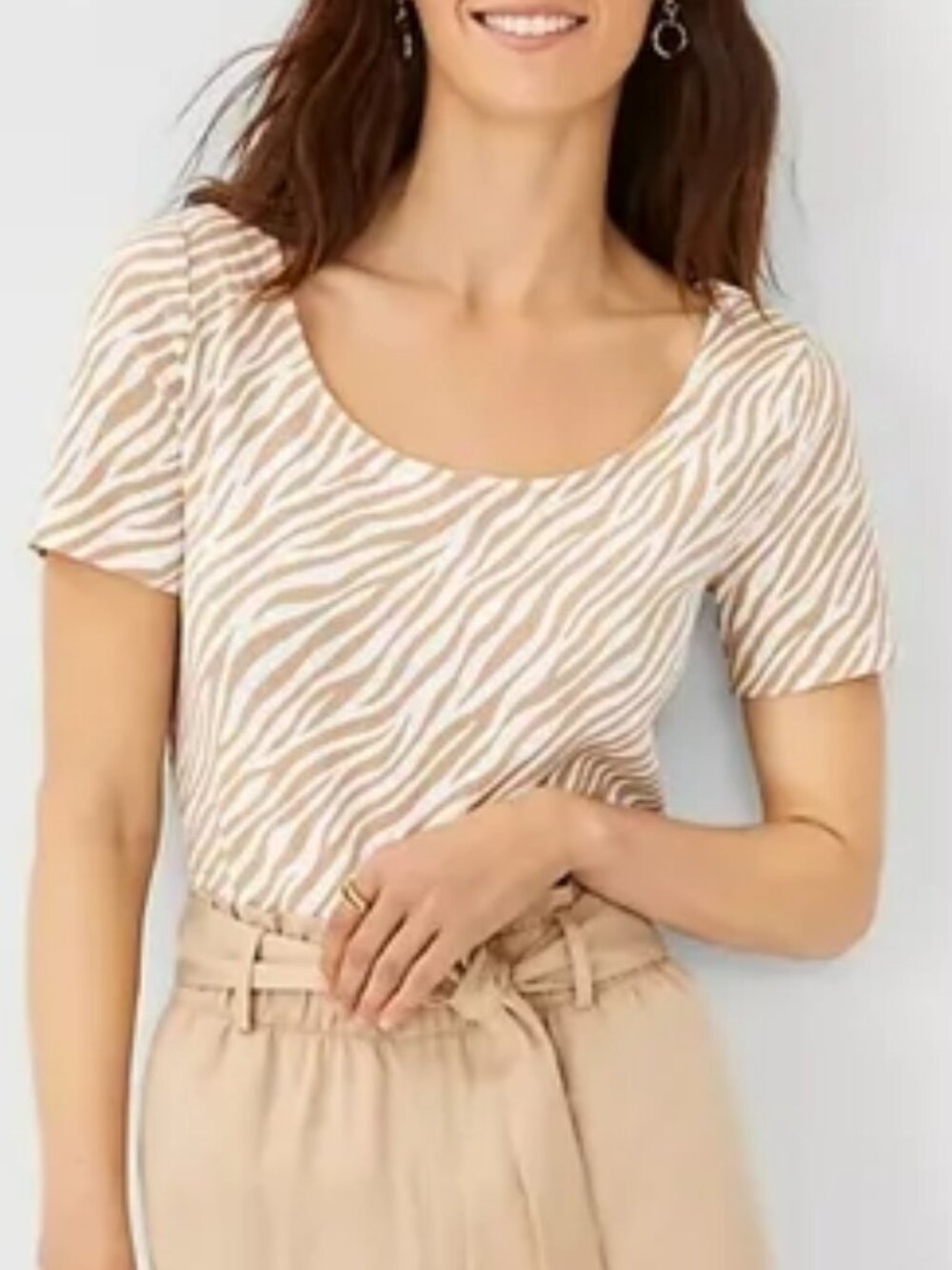 Ann Taylor Zebra-Print Tee, Size M, Like New